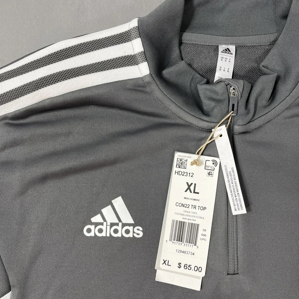 Sting Adidas Mens 1/4 Zip Condivo 22 Soccer Training Track Pullover Gray XL